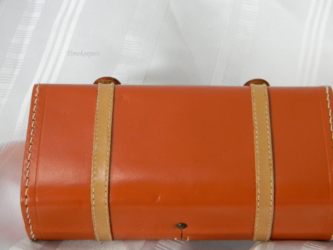 h403 (2) Leather Luggage Style Folding Endura Travel Alarm Clocks