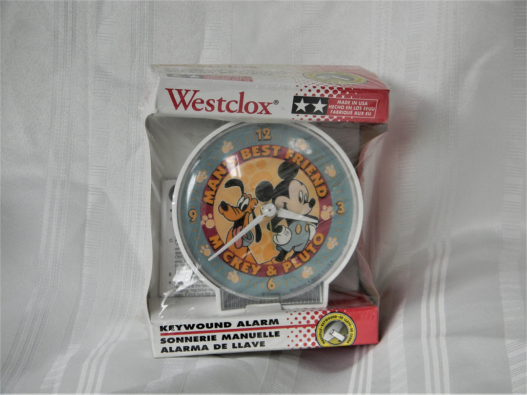 h404 New in box Westclox Keywound Alarm Clock - Man's Best Friend Mickey Pluto