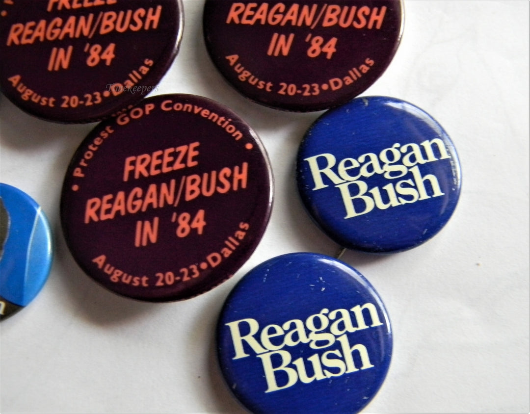 p295 Lot of Seven Campaign Buttons - Pins, Bush, Reagan