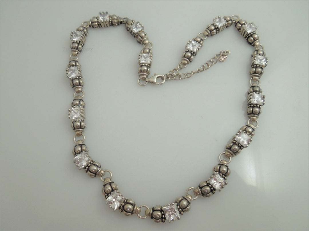 h383 Unique MX Collection Sterling Silver Adjustable Necklace Crystals