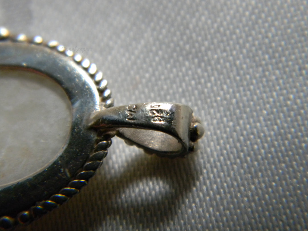 h425 Beautiful Vintage Sterling Silver Mosaic MOP Pendant