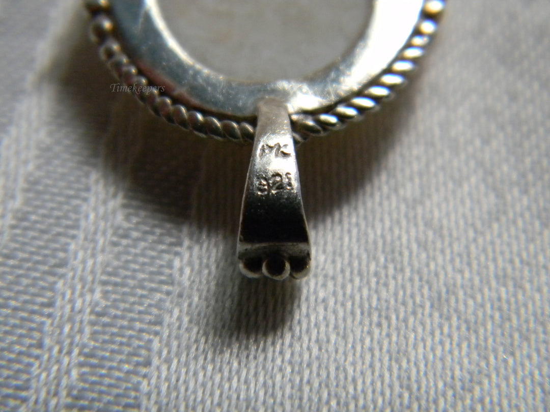 h425 Beautiful Vintage Sterling Silver Mosaic MOP Pendant