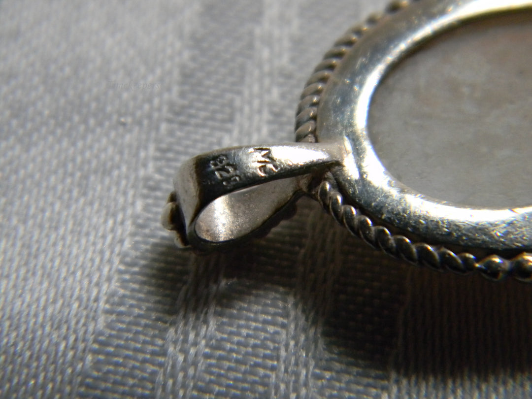 h425 Beautiful Vintage Sterling Silver Mosaic MOP Pendant