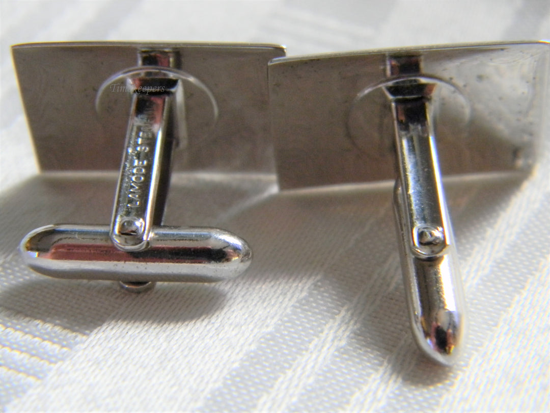 h426 Handsome Vintage Lamode Sterling Silver Rectangle Cuff Links