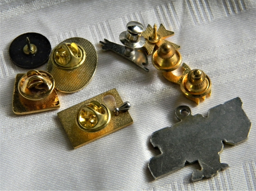 p313 Lot of Eight Lapel Pins Airplane Tie Tac and U of L Pendant
