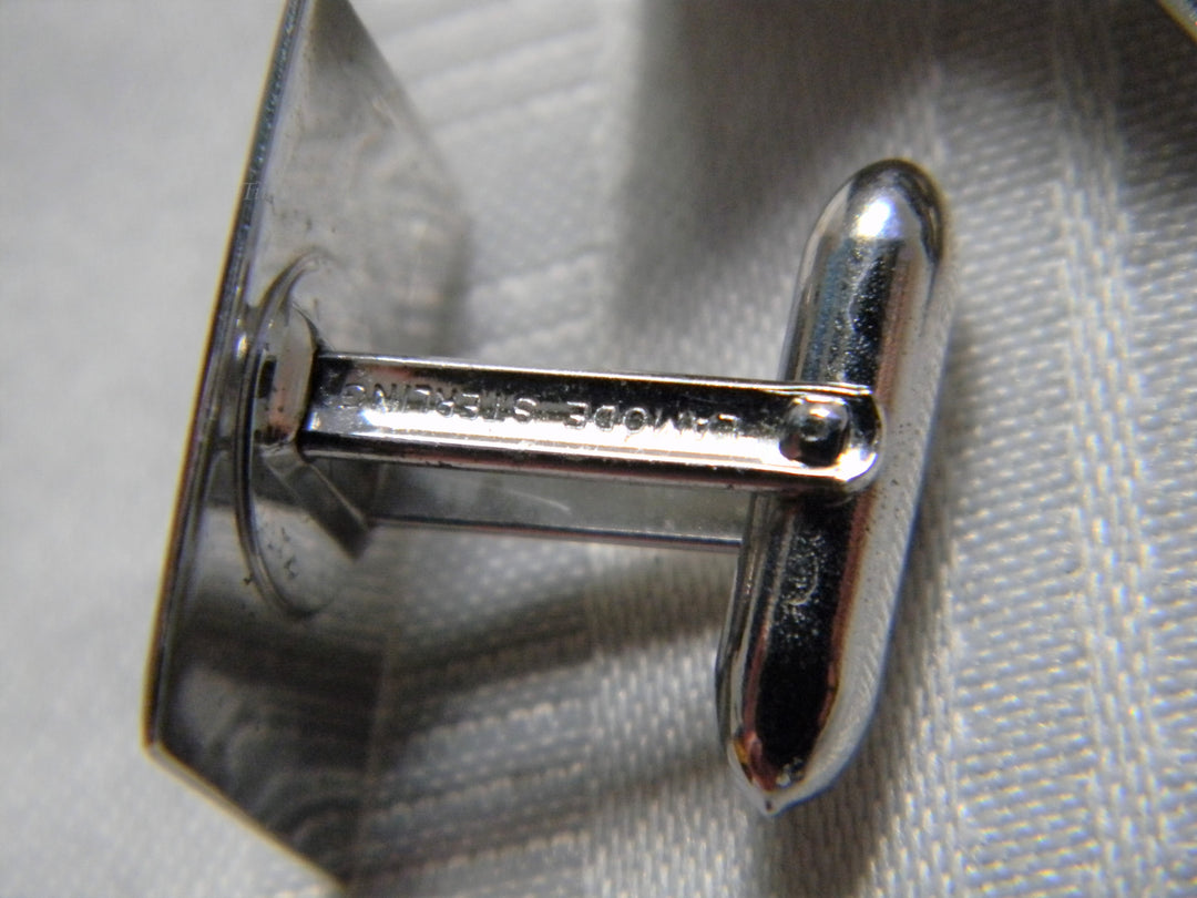 h426 Handsome Vintage Lamode Sterling Silver Rectangle Cuff Links