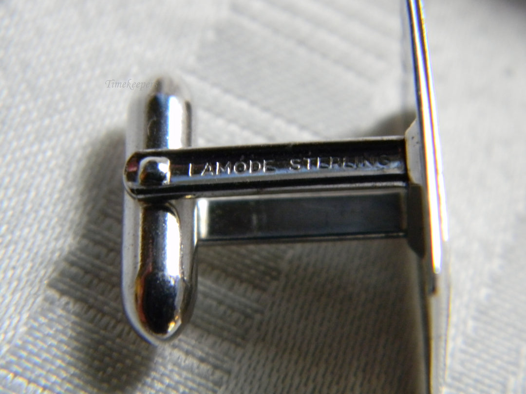 h426 Handsome Vintage Lamode Sterling Silver Rectangle Cuff Links