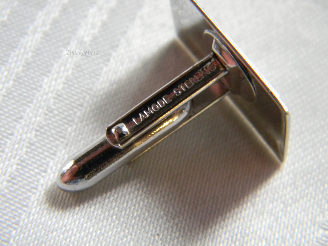 h426 Handsome Vintage Lamode Sterling Silver Rectangle Cuff Links