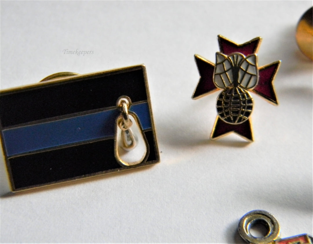 p313 Lot of Eight Lapel Pins Airplane Tie Tac and U of L Pendant