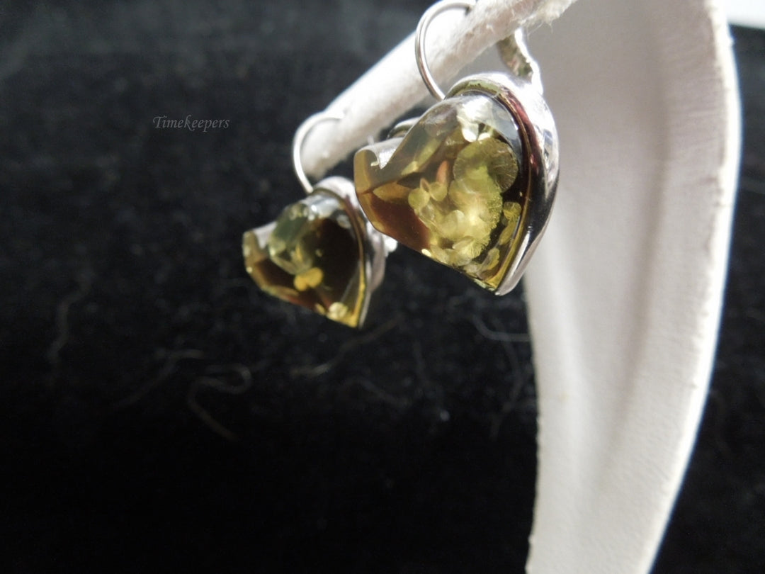 k570 Ladies Unique Silver Tone Heart Shaped Dangle Earrings