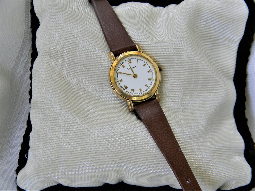 j376 Nice Elegant Casual Delma Swiss Made Watch with Brown Band