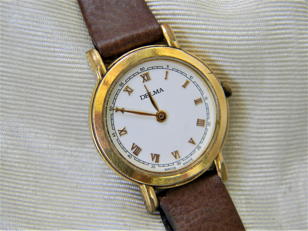 j376 Nice Elegant Casual Delma Swiss Made Watch with Brown Band