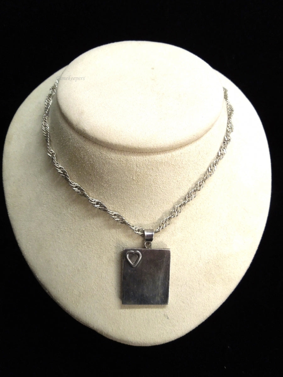 k573 Pretty Sterling Silver Book Locket on a 14" Silver Tone Chain