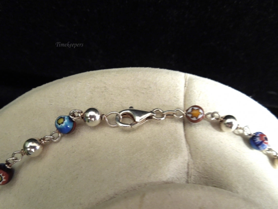 k574 Beautiful Sterling Silver Colorful Beaded Necklace