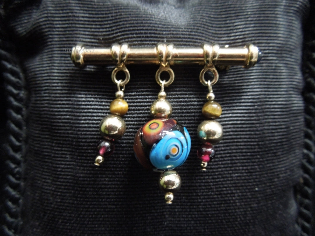 k577 Lovely Ladies Gold over Silver Decorative Beaded Pin