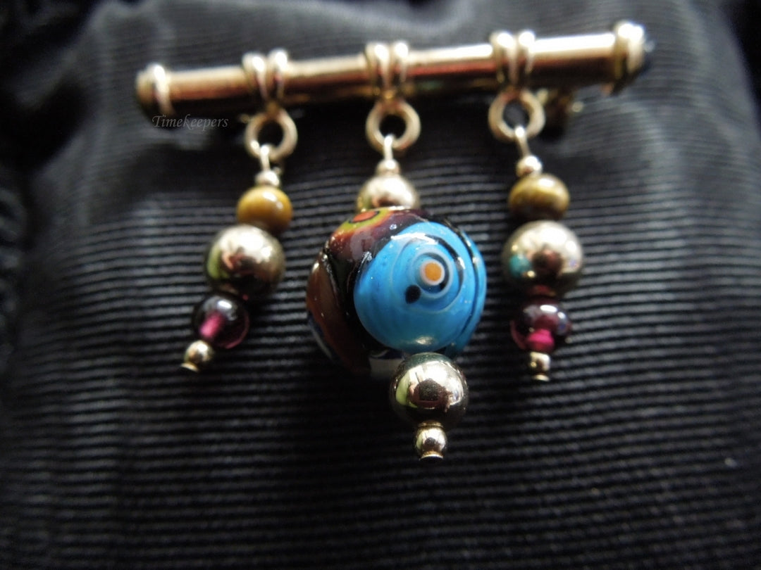 k577 Lovely Ladies Gold over Silver Decorative Beaded Pin