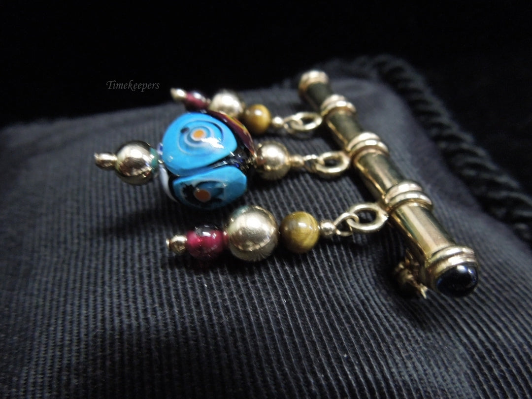 k577 Lovely Ladies Gold over Silver Decorative Beaded Pin