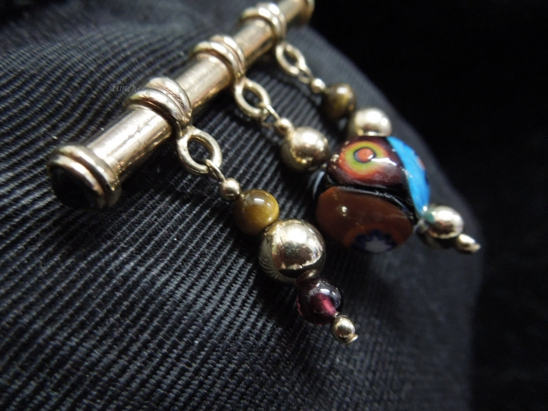 k577 Lovely Ladies Gold over Silver Decorative Beaded Pin