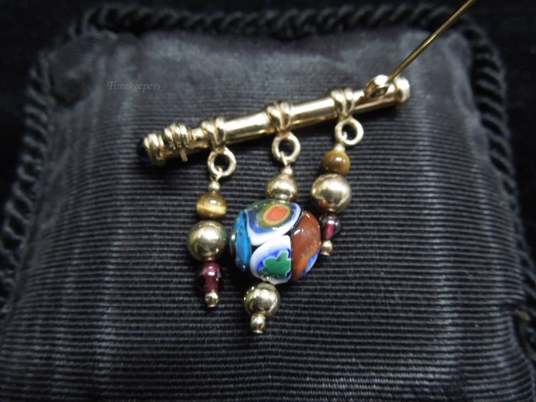 k577 Lovely Ladies Gold over Silver Decorative Beaded Pin