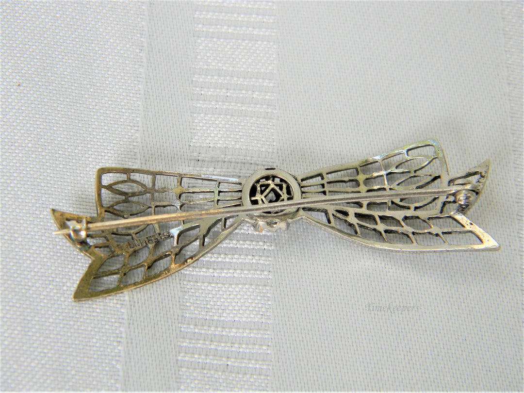 j383 Beautiful Vintage Sterling Cut Out Design Bow Brooch