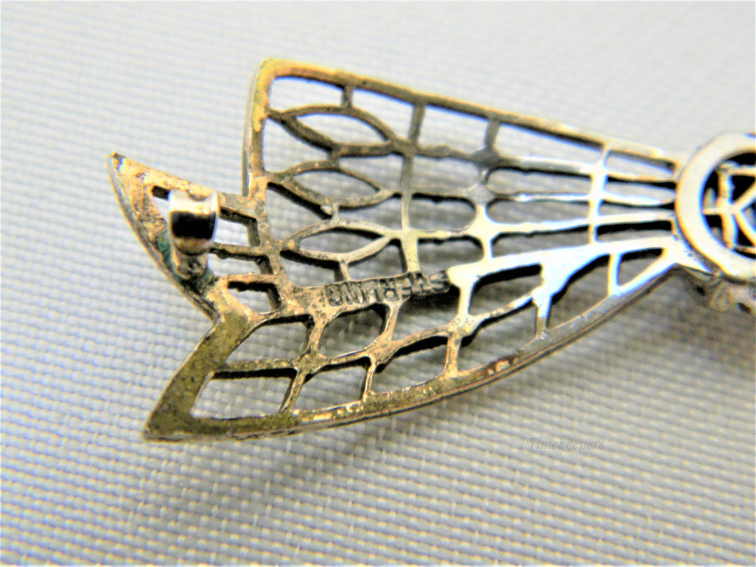 j383 Beautiful Vintage Sterling Cut Out Design Bow Brooch