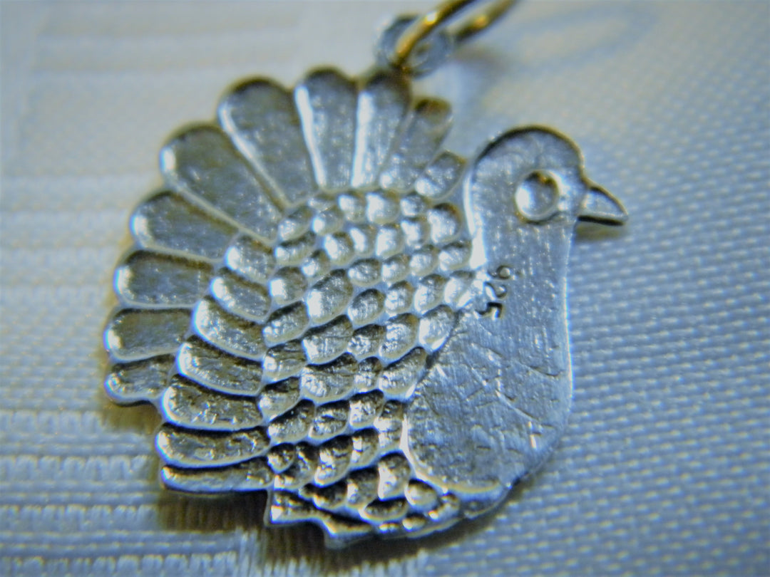 h447 Sterling Silver Turkey Charm or Pendant