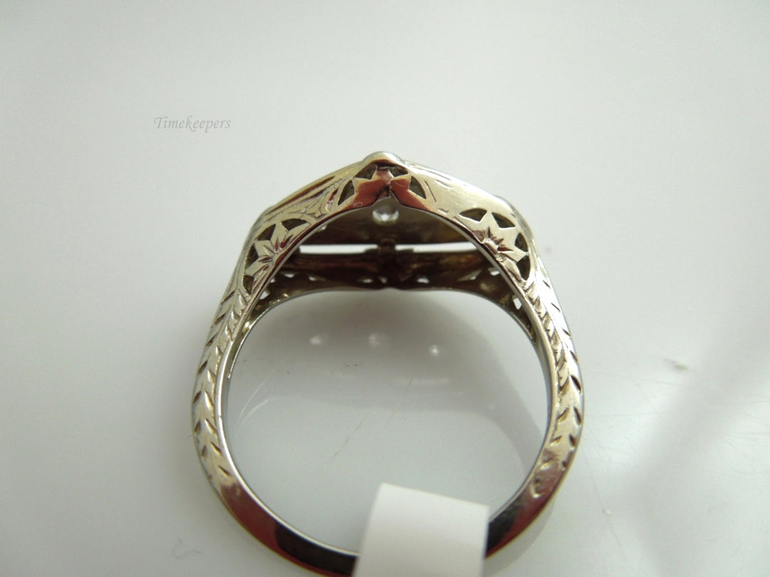 k591 Lovely Antique Art Deco 18kt White Gold 3 Diamond Ring Size 6.25