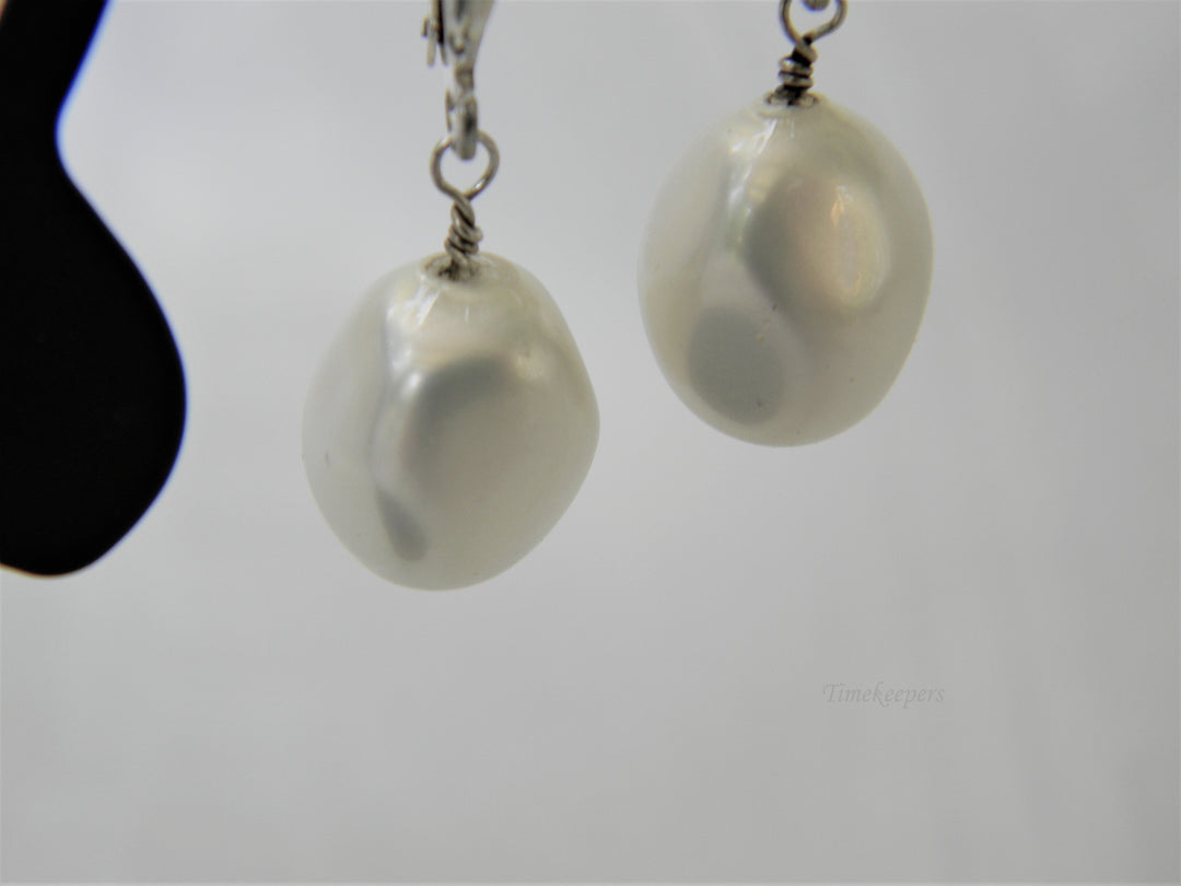 j391 Stunning Freshwater Pearl Dangle Sterling Silver Earrings