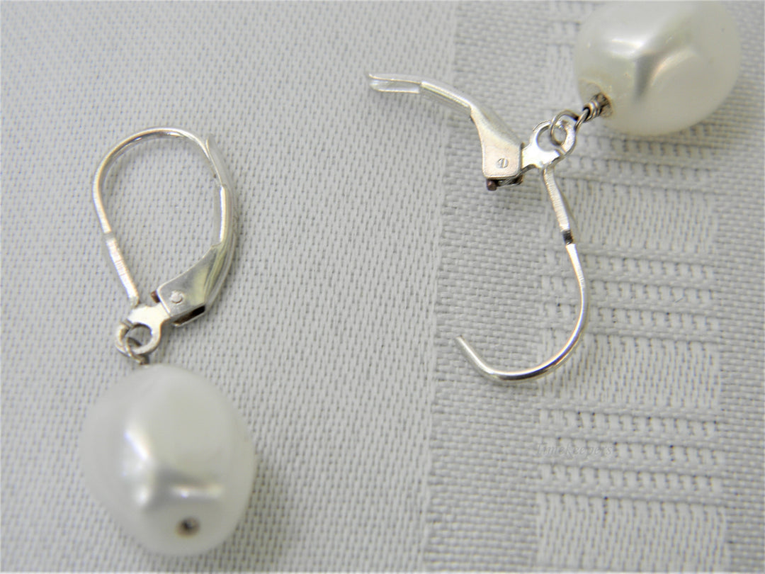j391 Stunning Freshwater Pearl Dangle Sterling Silver Earrings