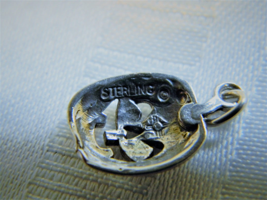 h448 Sterling Silver Pumpkin Jack-O-Lantern Charm or Pendant