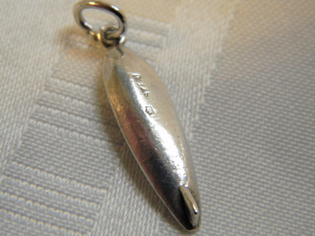 h452 Great Sterling Silver Embossed Surf Board Charm Pendant