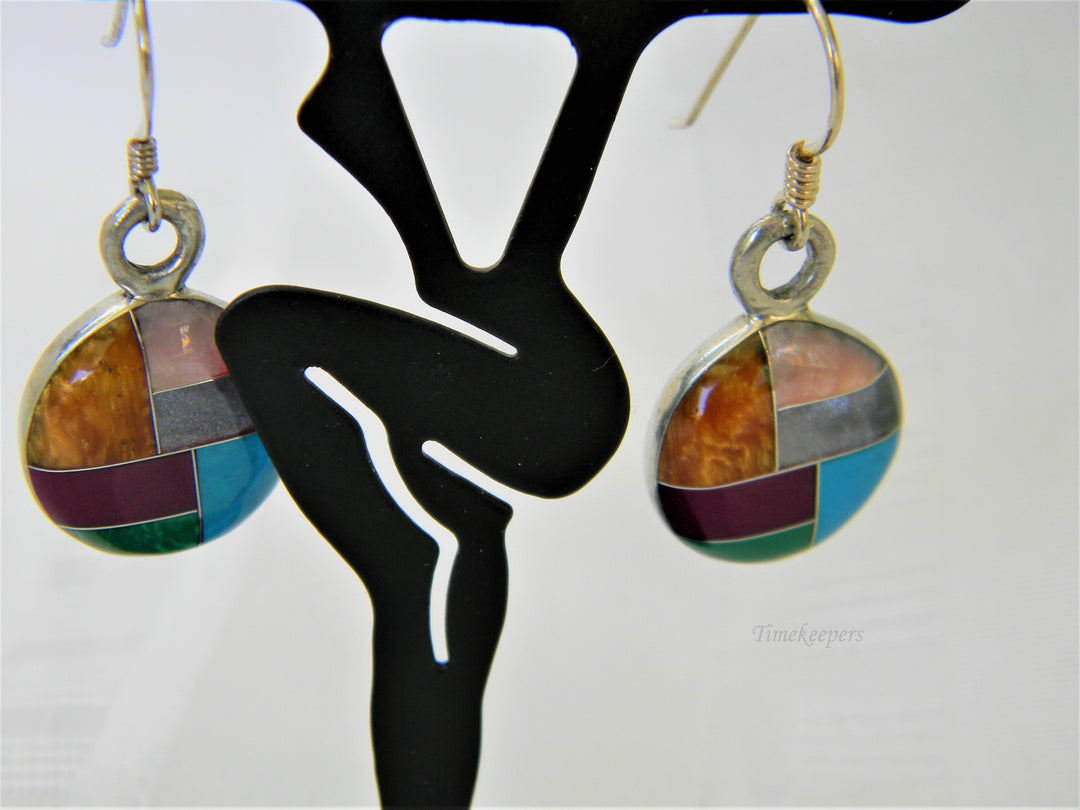 j398 Beautiful Sterling Silver Earrings with Gem Stones on French Hooks