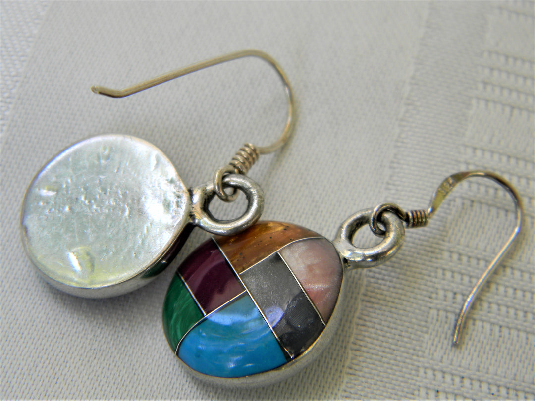 j398 Beautiful Sterling Silver Earrings with Gem Stones on French Hooks