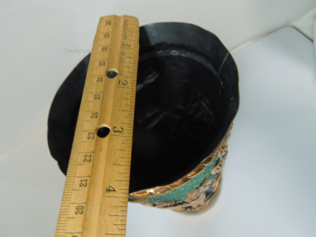 s983 Vintage Peruvian Handmade Copper Cup with Symbols and Animals. Copper is Hand Hammered and Embossed, REPOUSSE