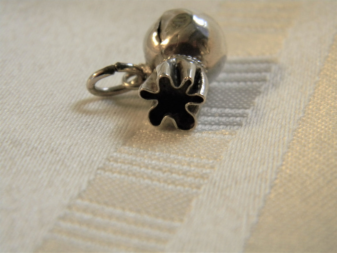 h459 Cute Sterling Silver 3 Dimensional Drawstring Pouch Charm or Pendant