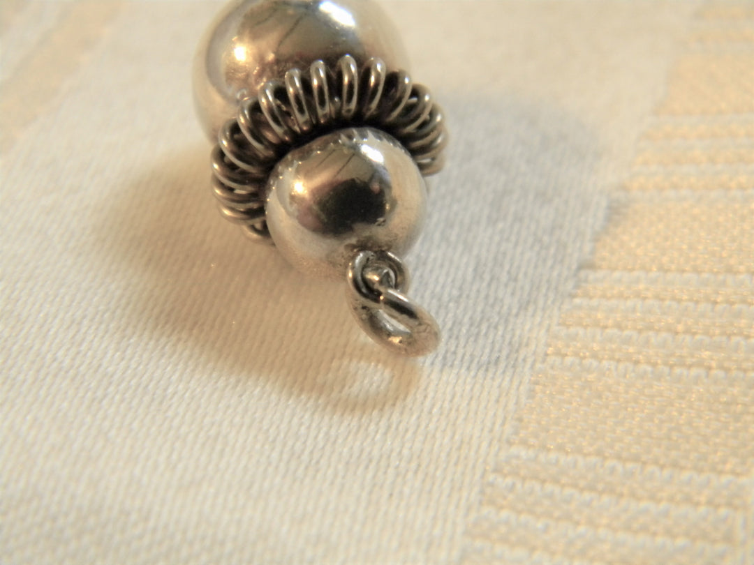 h462 Cute Sterling Silver Double Ball Charm or Pendant