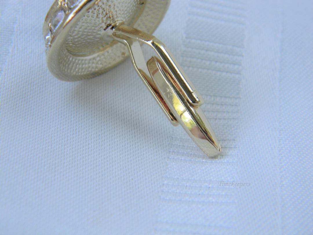 j400 Vittorio Vico Dark Red Stone and Rhinestone Cuff Links in Gold Tone in Box