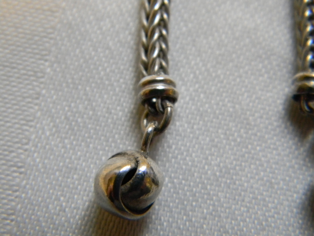 h469 Unique Sterling Silver Dangle French Hook Earrings with Entwined Balls