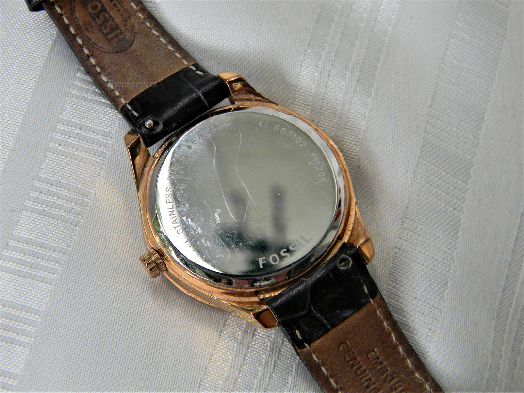 j427 Handsome Fossil Chronograph Wrist Watch in Rose Gold Tone