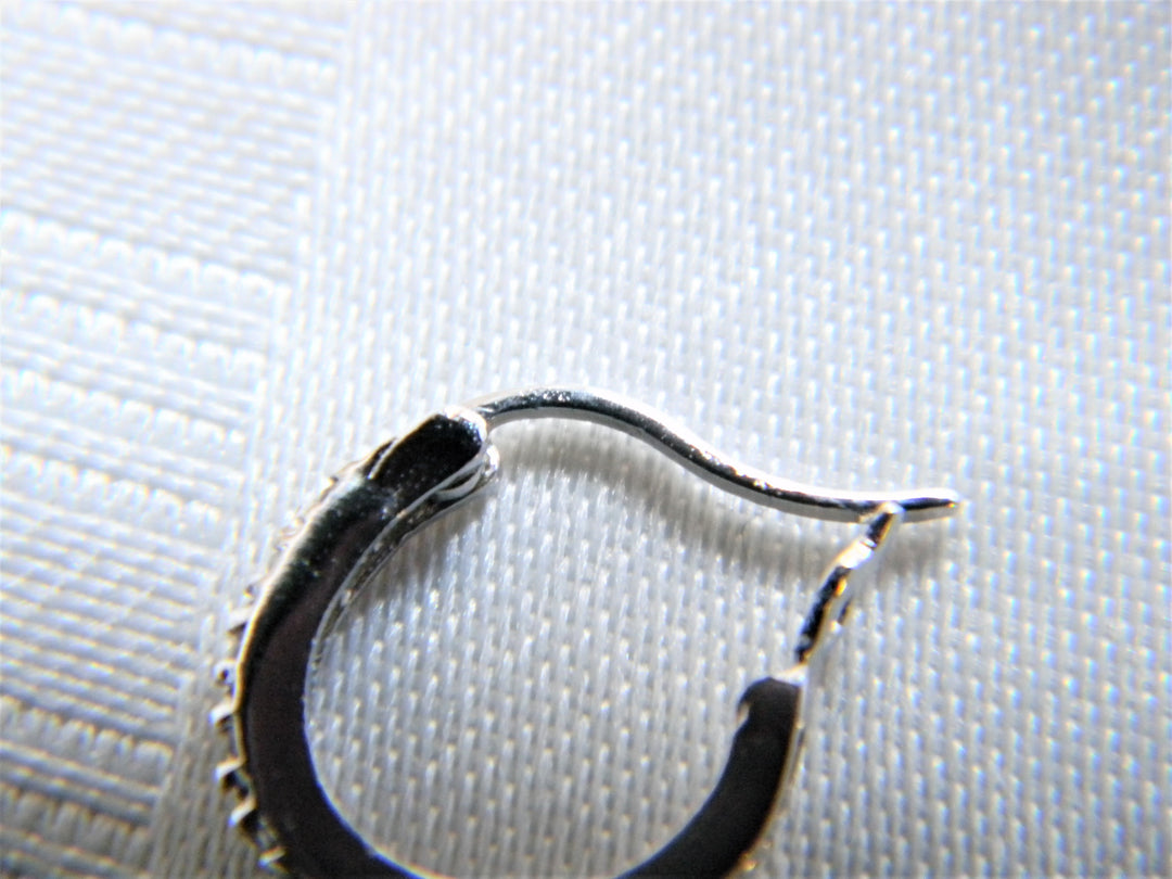 h488 Beautiful CZ Sterling Silver Hoop Pierced Earrings with Dangles