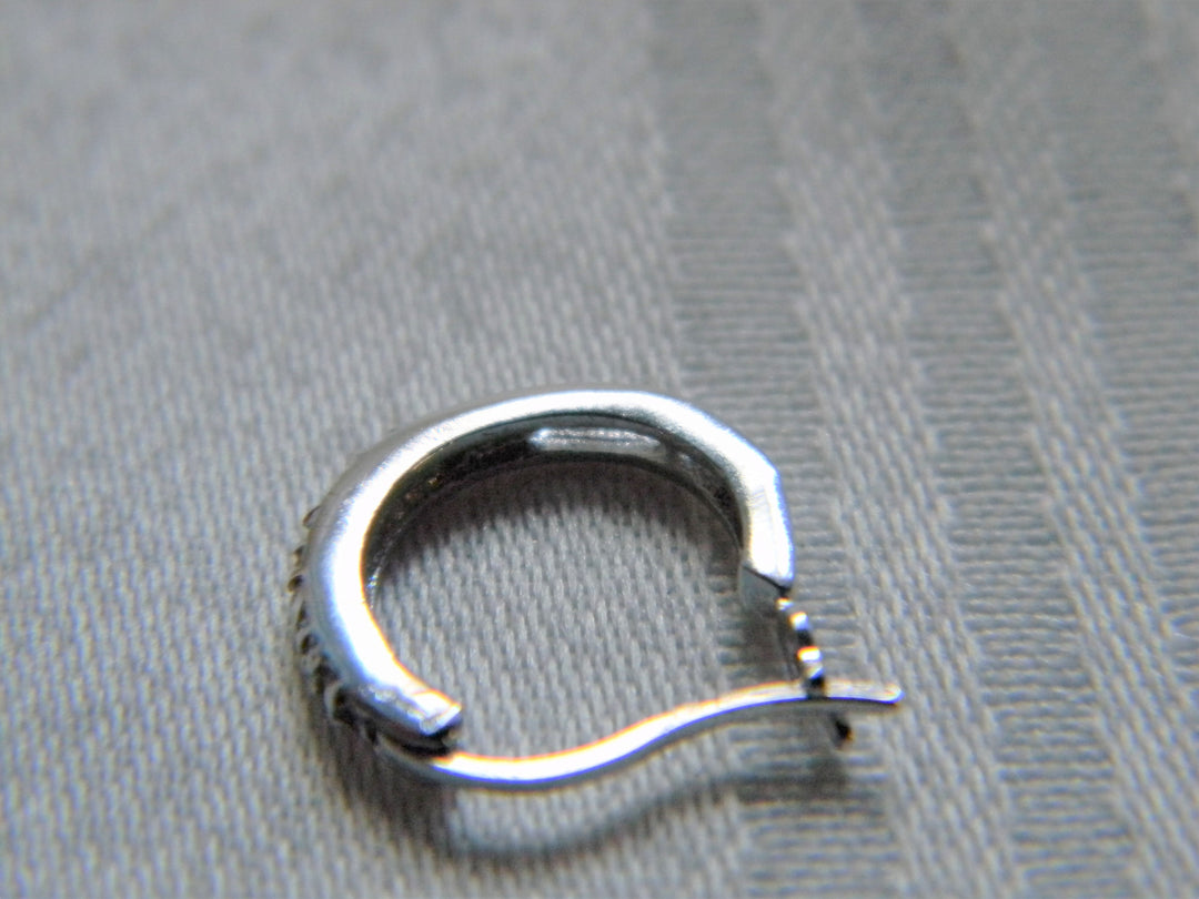 h488 Beautiful CZ Sterling Silver Hoop Pierced Earrings with Dangles