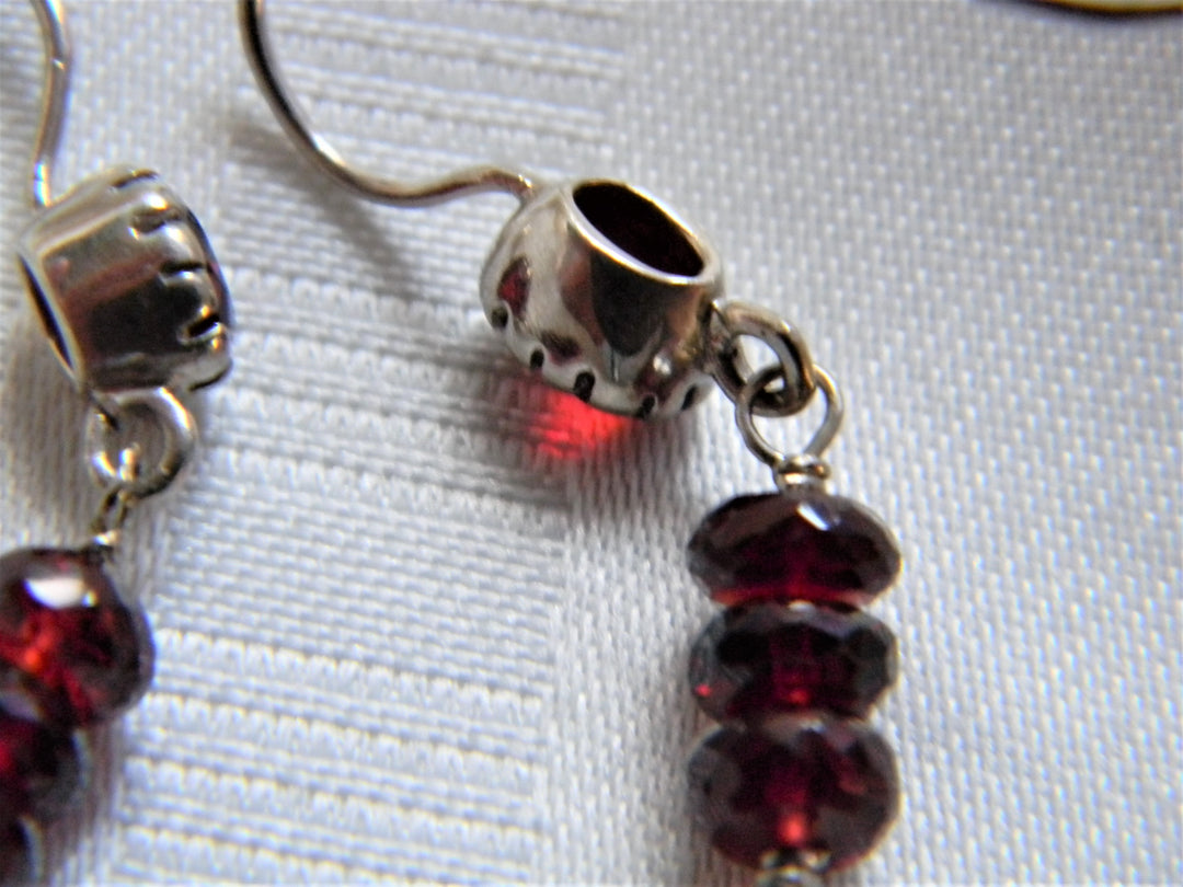 h489 Stunning Sterling Silver Dangle Beaded Earrings with Tear Drops