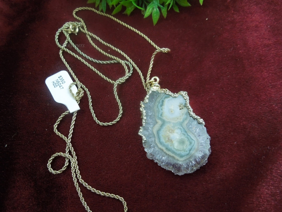 q057 Gorgeous Gold Plated Amethyst Pendant with 30" Rope Chain