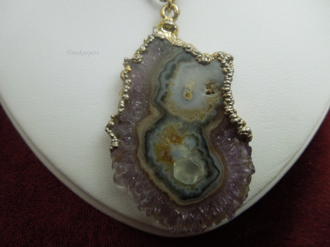 q057 Gorgeous Gold Plated Amethyst Pendant with 30" Rope Chain