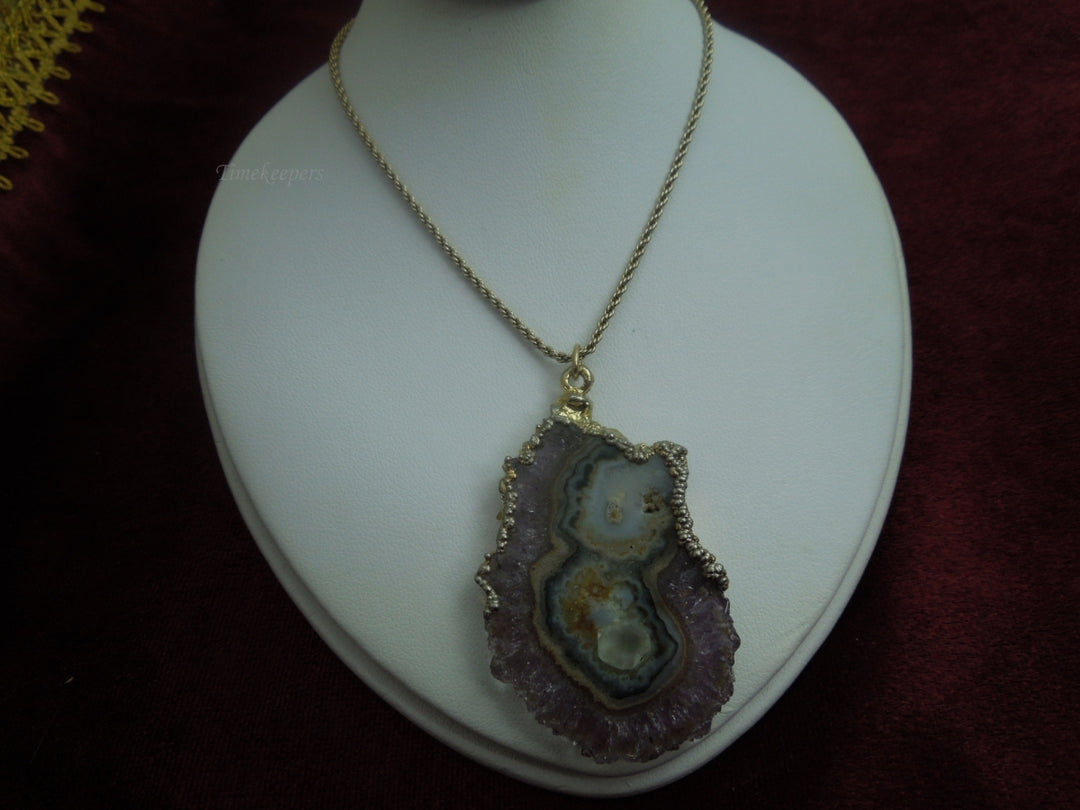 q057 Gorgeous Gold Plated Amethyst Pendant with 30" Rope Chain