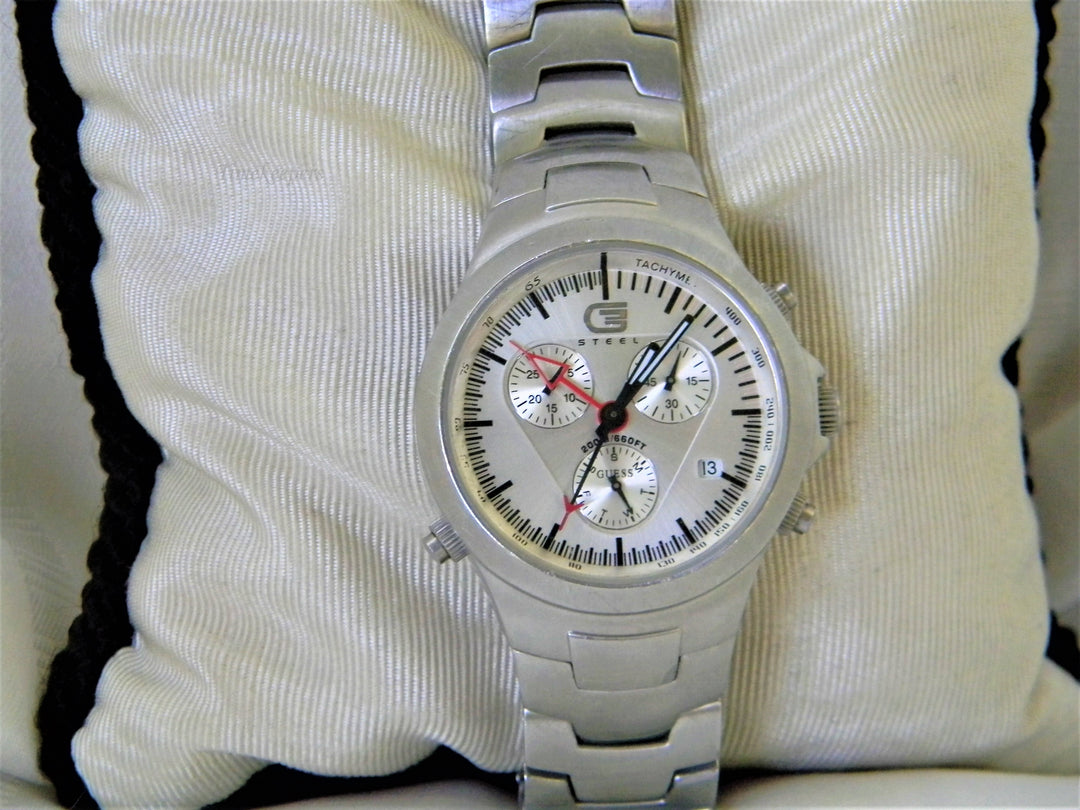 j438 Retro Guess Inc. G Quartz Chronograph Wrist Watch in Stainless Steel