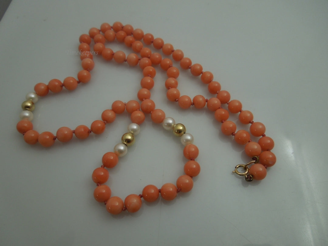 q093 Vintage Original Round Pink Pearl Beads 24" Necklace For Women