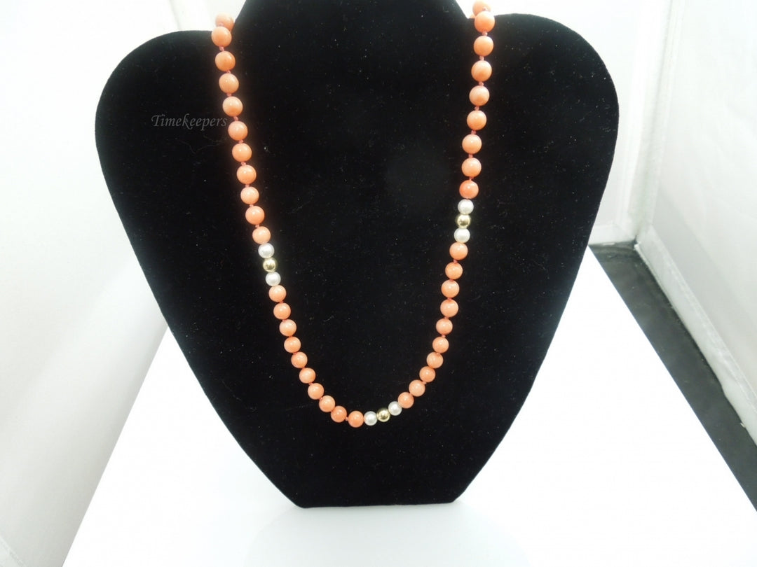 q093 Vintage Original Round Pink Pearl Beads 24" Necklace For Women