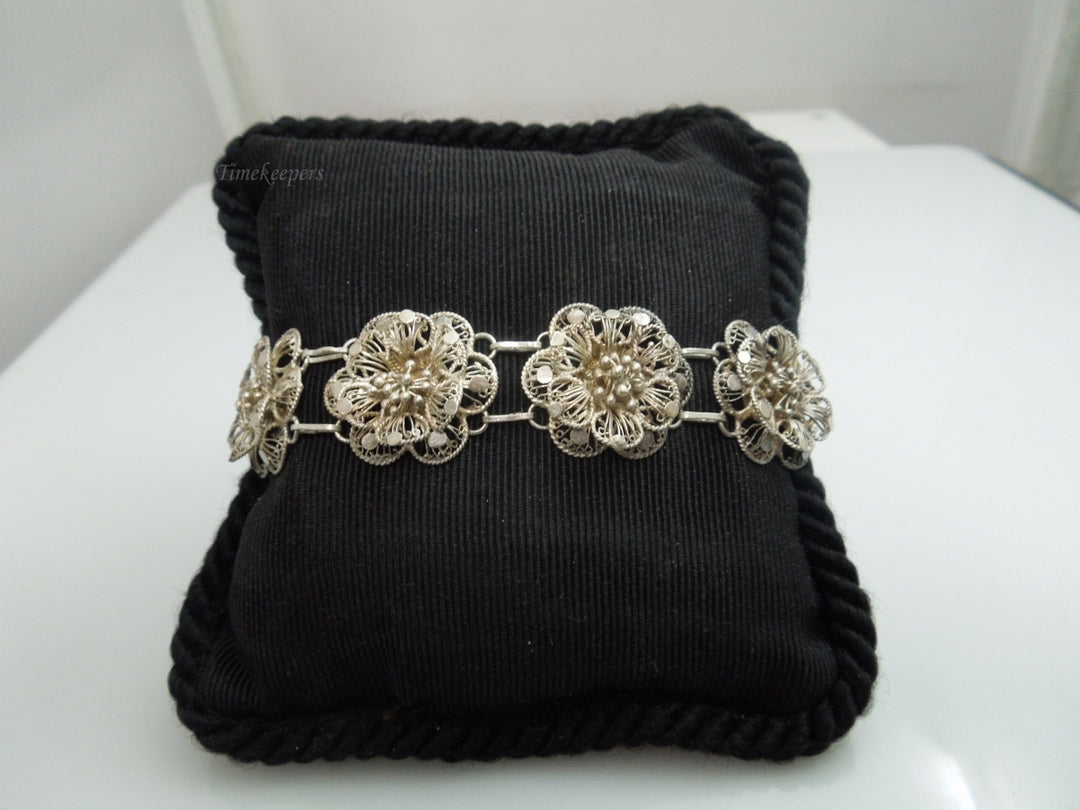 q103 Vintage Sterling Silver Flower Bracelet For Women/Girl