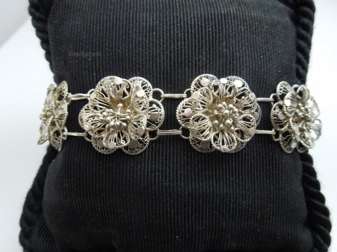 q103 Vintage Sterling Silver Flower Bracelet For Women/Girl